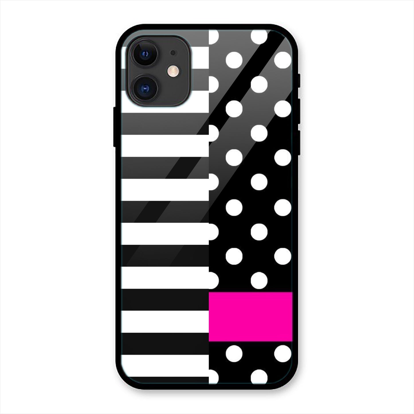 Stripped and Dot Pattern Print iPhone Metal Phone Case