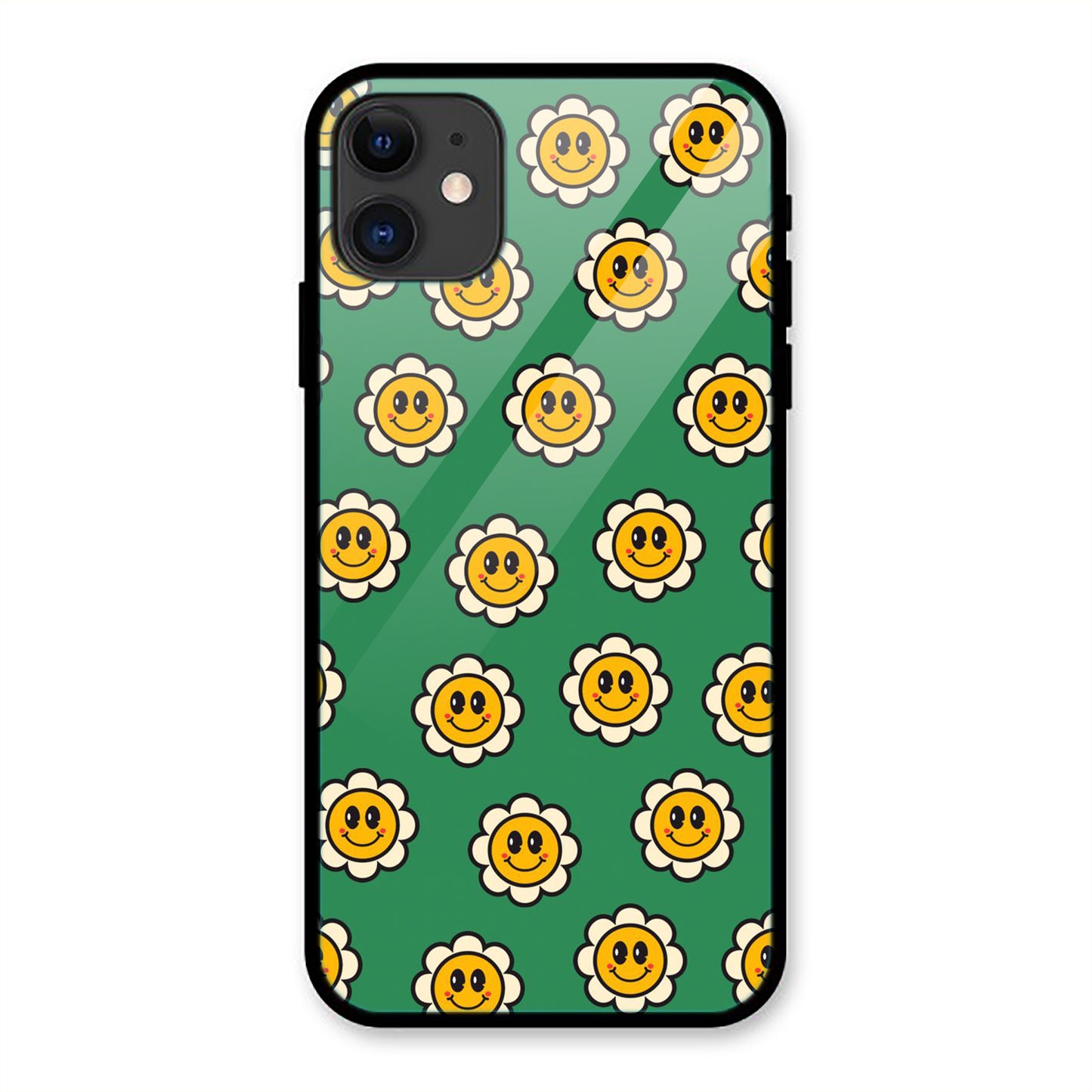 Smiley Floral Print Iphone Metal Phone Case