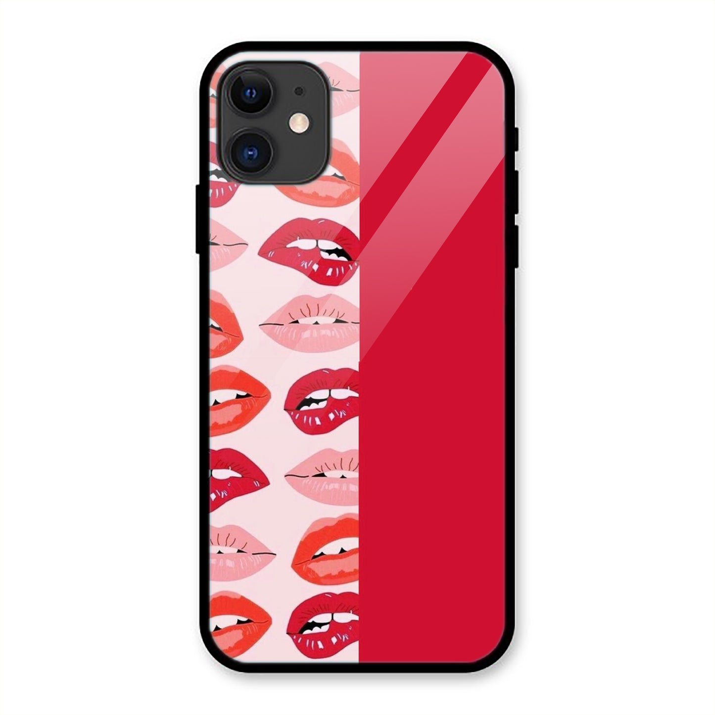 Red Lips Pattern Print Iphone Metal Phone Case