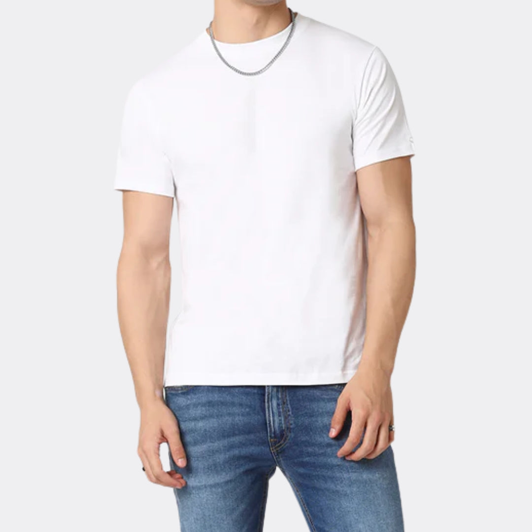White Unisex Round Neck Regular 100% Cotton Tshirt