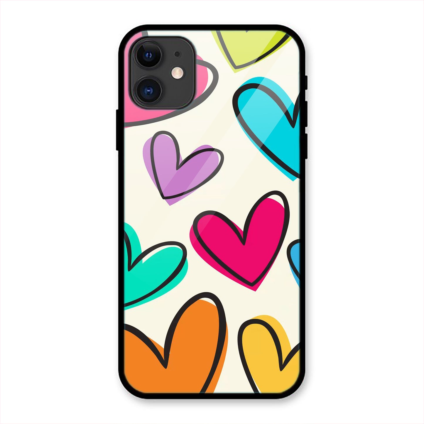 Multicolor Heart Print Iphone Metal Phone Case