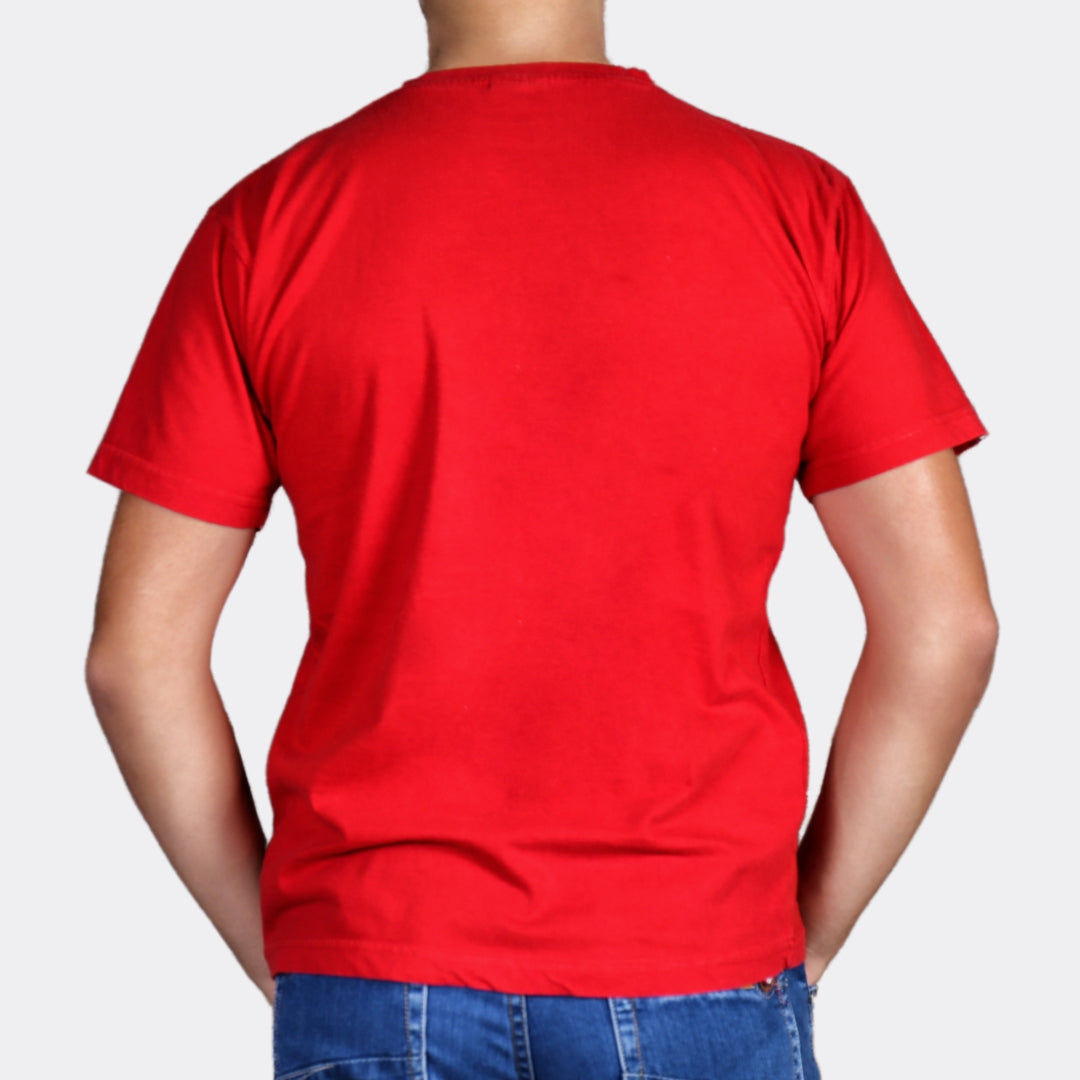 Red Solid Unisex Round Neck Regular 100% Cotton Tshirt