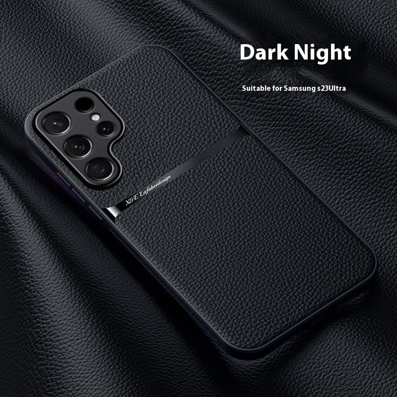 Litchi Leather Pattern Car Magnetic Anti-fall Phone Case Samsung S Series