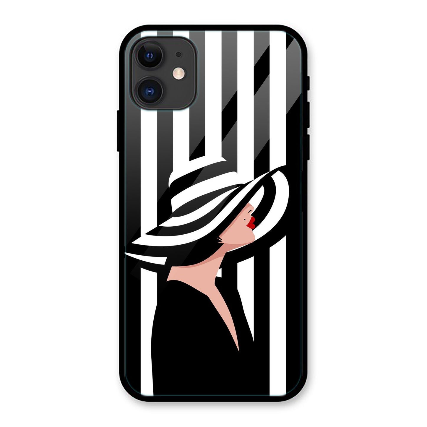 Girl With Stripe Hat Print iPhone Metal Phone Case