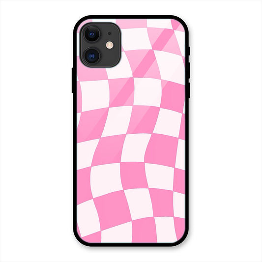 checkered pattern Pink Color Print iPhone Metal Phone Case