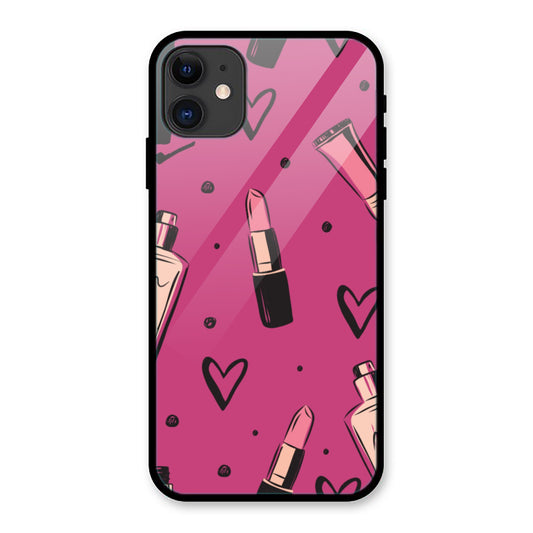 Lipstick and Heart Pattern Print iPhone Metal Phone Case