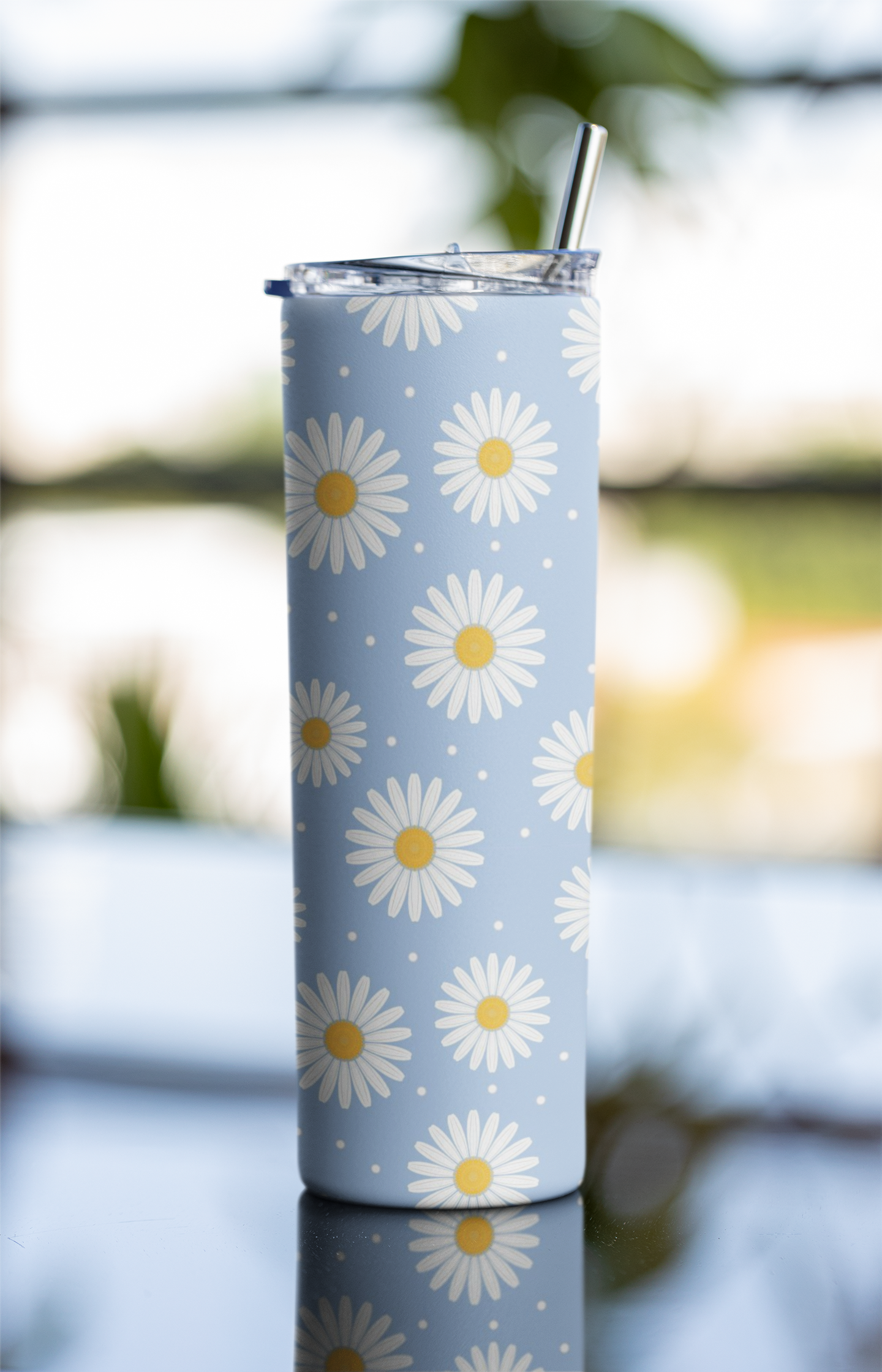 White Flowers Stainless Steel Tumbler
