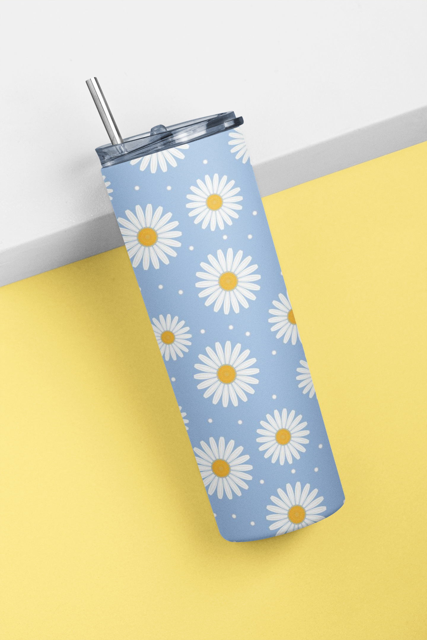 White Flowers Stainless Steel Tumbler