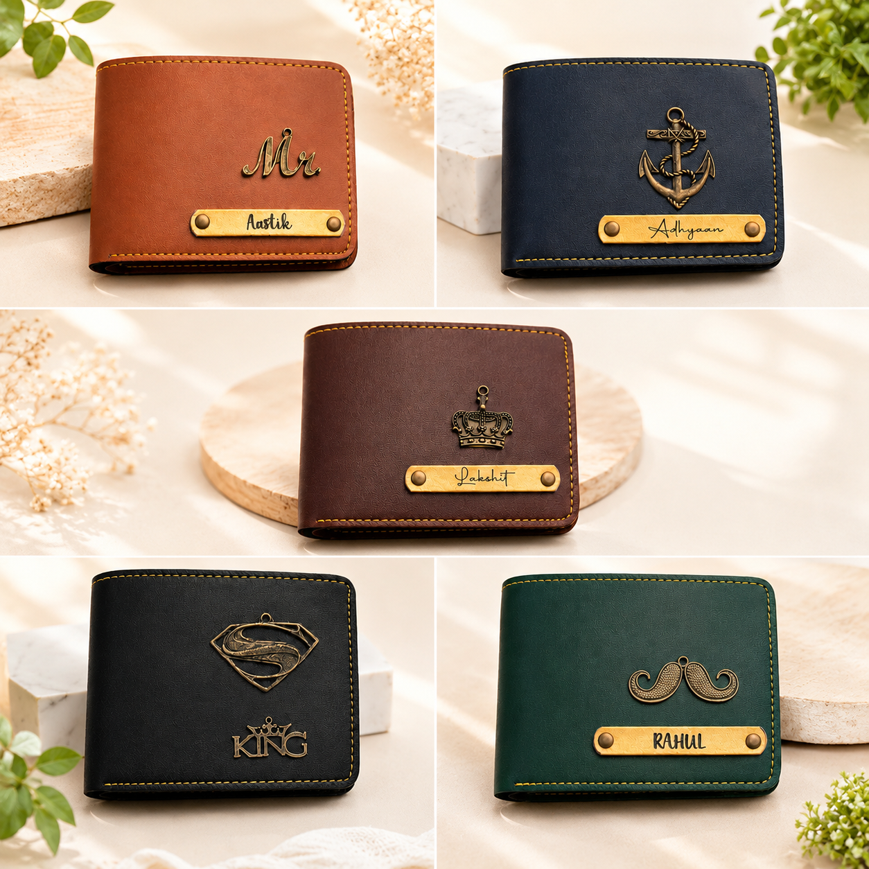 Personalised Leather Wallet with Name & Charm | Perfect for Gifting
